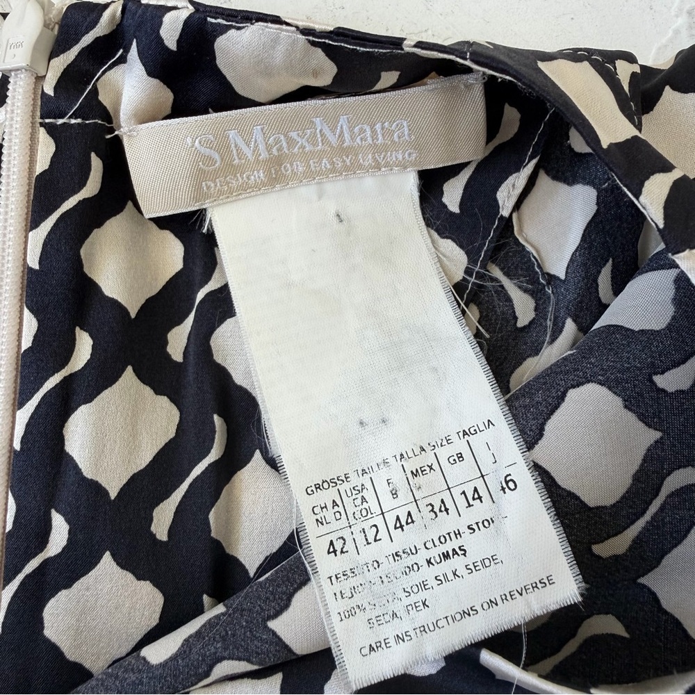 'S Max Mara 100% Silk Geometric Top US 12 - Picture 5 of 8